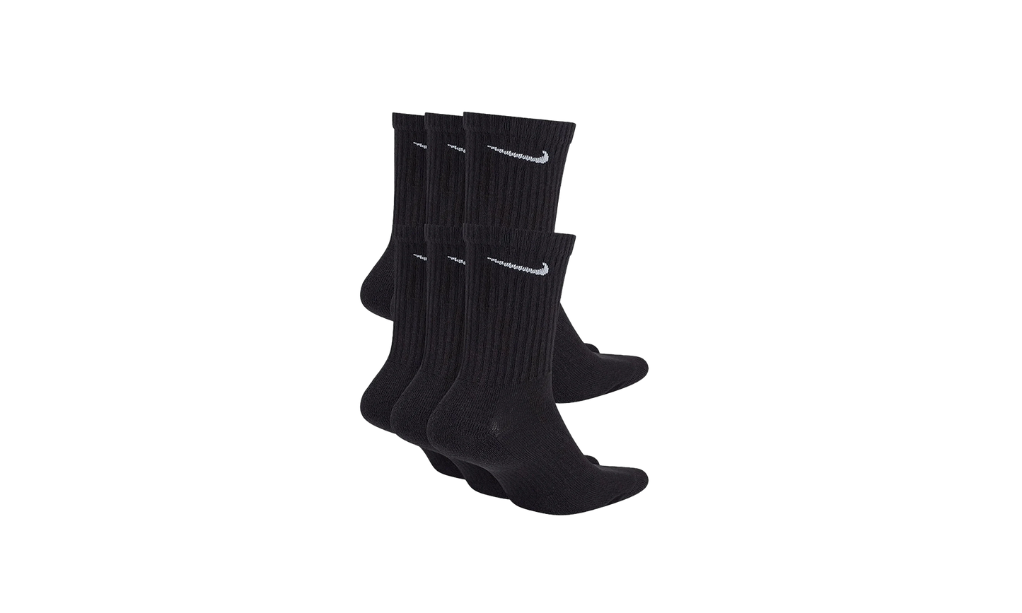 EVERYDAY CUSHIONED ADULT 6 PAIR CREW SOCKS "Black" SX7666 010